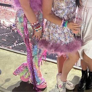 Nasty Gal Iridescent Sequin Straight Leg Pants